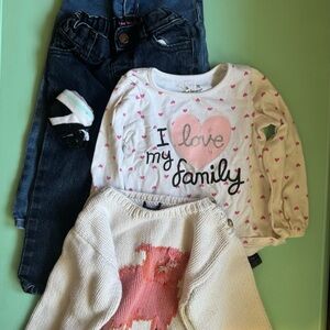 Lot Of 5 Size 2T - 2 Jeans, Long Sleeve, Knit Sweater, Socks